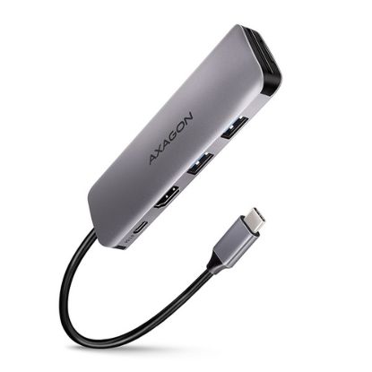 Obrázek AXAGON HMC- 5, USB 3.2 Gen 1 hub, porty 2x USB- A, HDMI, SD/ microSD slot, PD 100 W, kabel USB- C 20cm