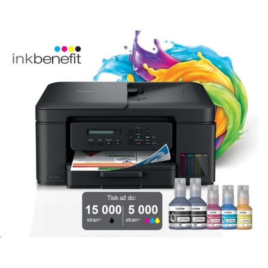 Obrázek BROTHER multifunkce inkoustová DCP- T730DW - A4 128MB 2400 x 600 16ppm ADF USB 2.0. WIFI - INKTANK INK BENEFIT