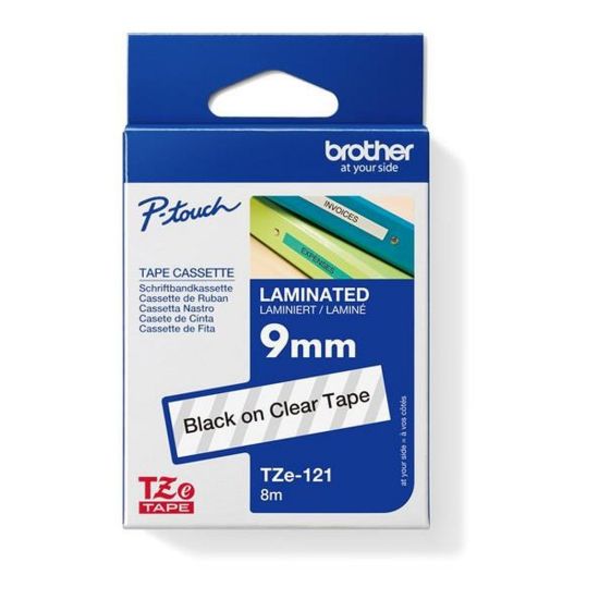 Obrázek BROTHER TZE121 - kazeta TZ šířky 9mm, laminovaná TZE-121, průsvitná/černé písmo