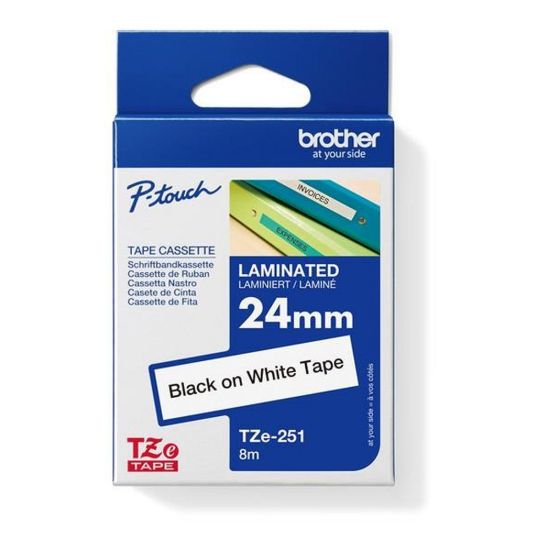 Obrázek BROTHER TZE251 - kazeta TZ šířky 24mm, laminovaná TZE- 251, bílá/ černé písmo