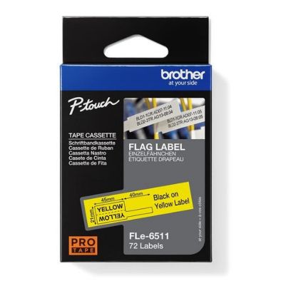 Obrázek BROTHER FLe- 6511 předřezané štítky - černá na žluté, 21 mm šířka