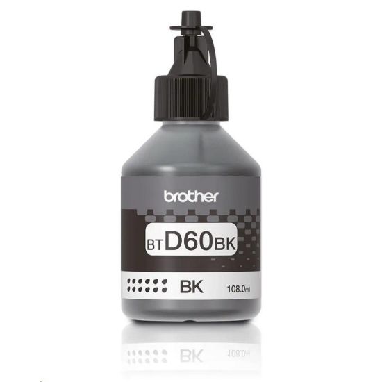 Obrázek BROTHER INK BT-D60BK black pro T4xx, T5xx, T7xx, T9xx cca 6000 stránek, bezpigmentový - INKTANK