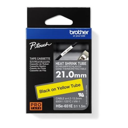 Obrázek BROTHER smršťovací bužírka - HSE- 651E žlutá pro H300 H500 E550 P700 P750 D800 P900 P950 - 21mm / 4, 2- 13, 5mm / 3: 1
