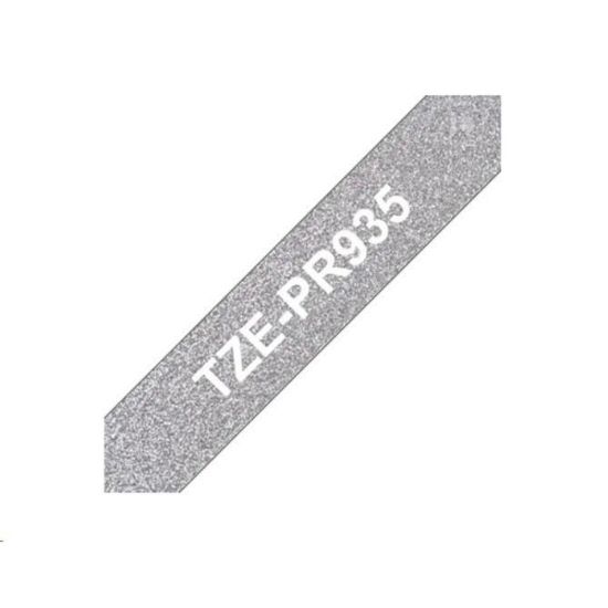 Obrázek BROTHER TZe- PR935- kazeta TZ šířky 12mm, laminovaná TZe- PR935 PREMIUM SILVER / stříbrná páska / bílé písmo