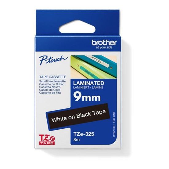 Obrázek BROTHER TZE325 - kazeta TZ šířky 9mm, laminovaná TZE- 325, černá/ bílé písmo
