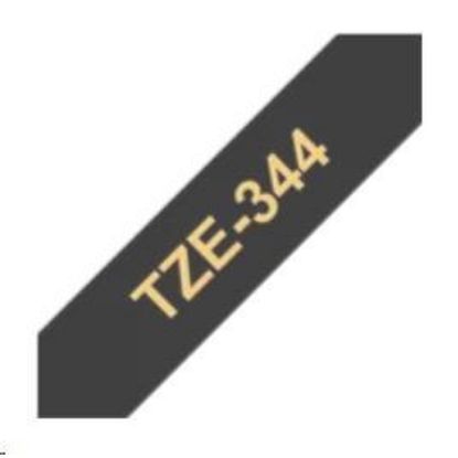 Obrázek BROTHER TZE344 - kazeta TZ šířky 18mm, laminovaná TZE- 344, černá / zlaté písmo - gold