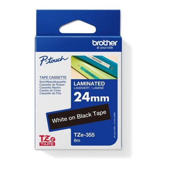 Obrázek BROTHER TZE355 - kazeta TZ šířky 24mm, laminovaná TZE- 355, černá/ bílé písmo