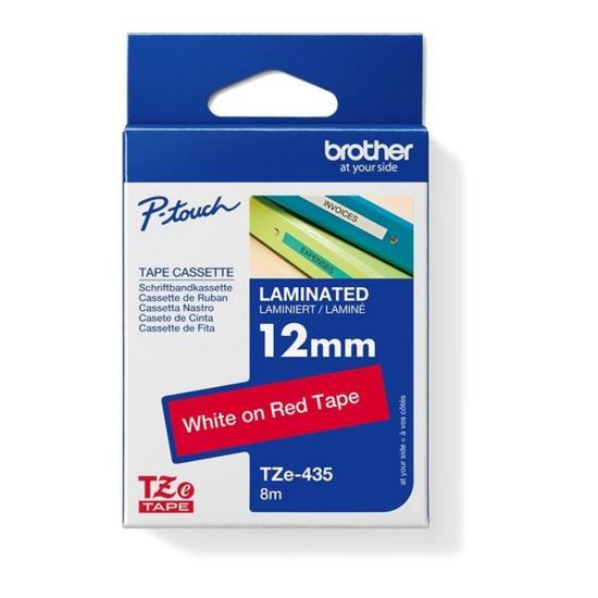 Obrázek BROTHER TZE435 - kazeta TZ šířky 12mm, laminovaná TZE- 435, červená/ bílé písmo