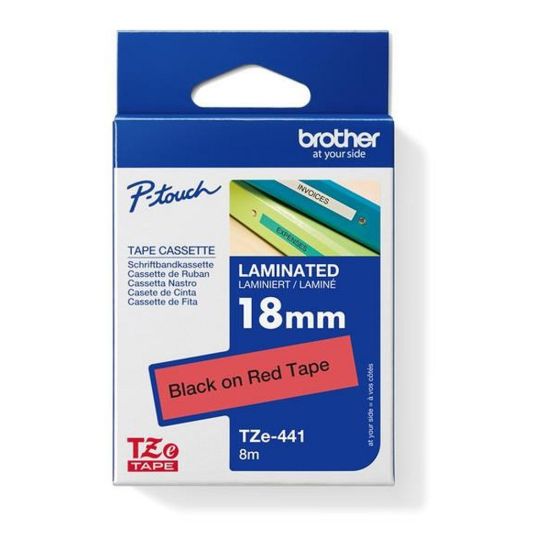 Obrázek BROTHER TZE441 - kazeta TZ šířky 18mm, laminovaná TZE- 441, červená/ černé písmo
