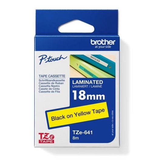 Obrázek BROTHER TZE641 - kazeta TZ šířky 18mm, laminovaná TZE- 641, žlutá/ černé písmo