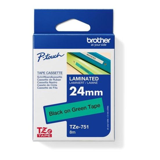 Obrázek BROTHER TZE751 - kazeta TZ šířky 24mm, laminovaná TZE- 751, zelená/ černé písmo