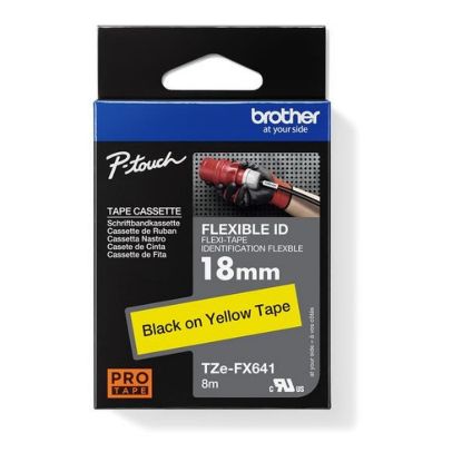 Obrázek BROTHER TZEFX641 - kazeta TZ šířky 18mm, flexibilní lamino páskou TZE- FX641, žlutá/ černé písmo