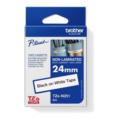 Obrázek BROTHER TZEN251 - kazeta TZ šířky 24mm, NElaminovaná TZE- 251, bílá/ černé písmo