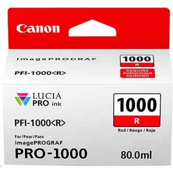 Obrázek Canon CARTRIDGE PFI- 1000R červená pro ImagePROGRAF PRO- 1000 (935 str.)