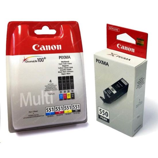 Obrázek Canon CARTRIDGE PGI- 550/ CLI- 551 PGBK/ C/ M/ Y/ BK/ GY MULTI- PACK pro iP8750, MG6350, MG7150, MG7550 (319 str.)