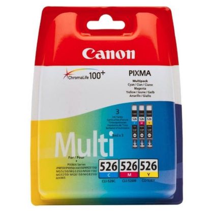 Obrázek Canon CARTRIDGE CLI- 526 C/ M/ Y Multi- pack SEC pro MG5150, MG5250, MG5350, MG6150, MG6250, MG8150, MG8250, MX…