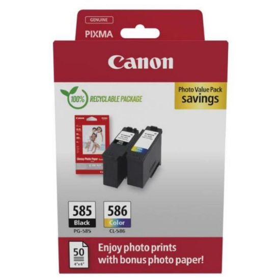 Obrázek Canon Cartridge PG- 585/ CL- 586 černá/ barevná + Canon PAPÍR GP- 501 4 x 6 50