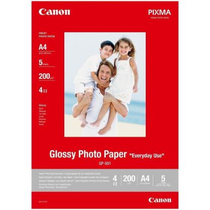 Obrázek Canon fotopapír GP- 501 A4, 10 x 15 cm, lesklý, 5 ks, 210g