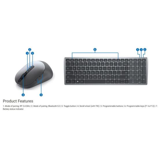 Obrázek DELL Multi- Device Wireless Keyboard and Mouse - KM7120 W - Czech/ Slovak