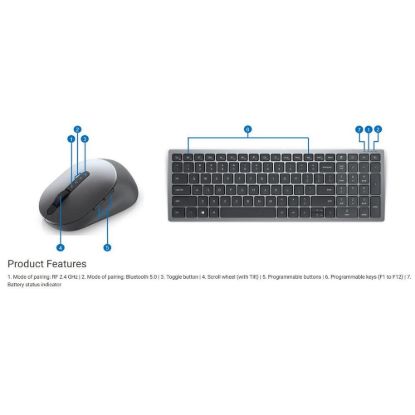 Obrázek DELL Multi- Device Wireless Keyboard and Mouse - KM7120 W - US International (QWERTY)
