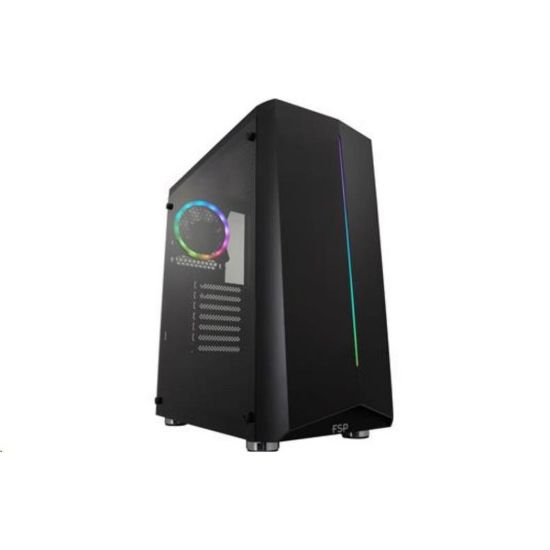 Obrázek Fortron skříň Midi Tower CMT151 Black, průhledná bočnice, 1 x A. RGB LED 120 mm ventilátor