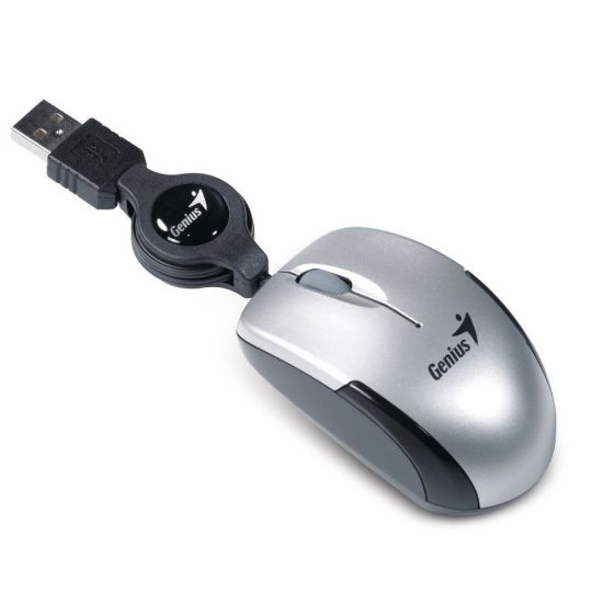 Obrázek GENIUS myš MicroTraveler V2/ drátová/ 1200 dpi/ USB/ stříbrná