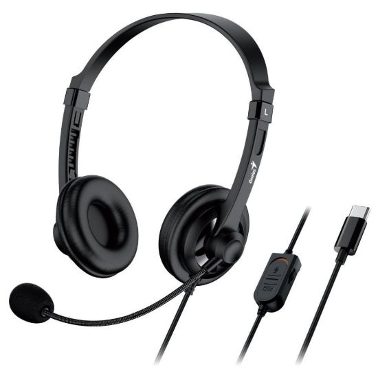 Obrázek GENIUS sluchátka HS- 230U, USB- C, 2.4m, černá