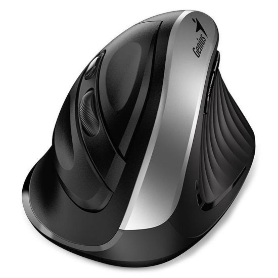 Obrázek GENIUS Vertikální myš Ergo 8250S Silver Grey/ 1600 dpi/ bezdrátová/ 6tlačítek/ tichá/ černostříbrná