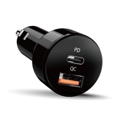 Obrázek GENIUS autonabíječka PD- 36AC- Car, 36 W (2 x 18 W), rychlé nabíjení, USB- C PD3.0, USB- A QC3.0, černá