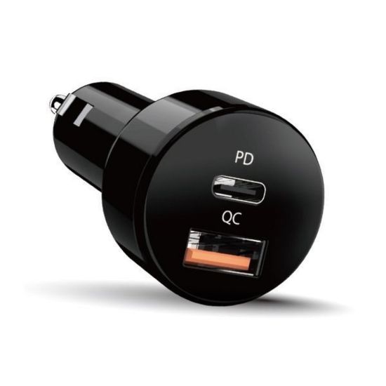 Obrázek GENIUS autonabíječka PD- 36AC- Car, 36 W (2 x 18 W), rychlé nabíjení, USB- C PD3.0, USB- A QC3.0, černá