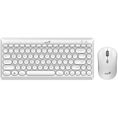 Obrázek GENIUS set klávesnice s myší LuxeMate Q8000 White/ Bezdrátový set 2, 4GHz mini receiver/ USB/ bílá/ retro design/ CZ+SK…