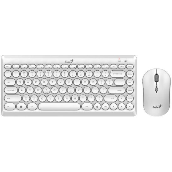 Obrázek GENIUS set klávesnice s myší LuxeMate Q8000 White/ Bezdrátový set 2, 4GHz mini receiver/ USB/ bílá/ retro design/ CZ+SK…