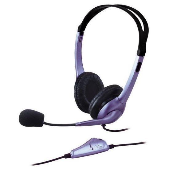 Obrázek GENIUS sluchátka s mikrofonem HS- 04S, drátové, 3.5mm Jack, fialová