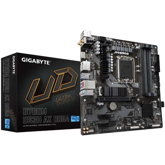 Obrázek GIGABYTE MB Sc LGA1700 B760M DS3H AX DDR4, Intel B760, 4xDDR4, 2xDP, 1xHDMI, WI- FI, mATX