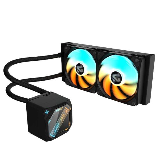 Obrázek GIGABYTE Vodní chladič GAMING 240, 2 x 120mm, ARGB, LGA1851, AM5, černá