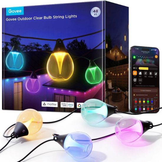 Obrázek Govee RGBICW Smart zahradní řetěz 15 žárovek Matter
