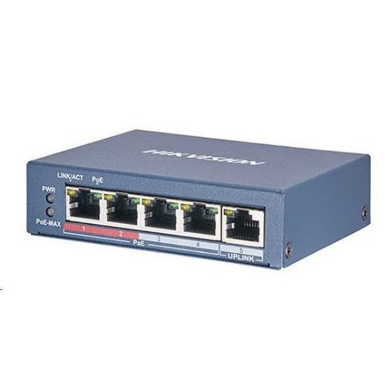 Obrázek HIKVISION DS- 3E0105P- E (B) (4+1) PoE switch, 60 W budget, 1x 100Mbit, 4x 10/ 100Mbit PoE Plus, IEEE802.3af/ at