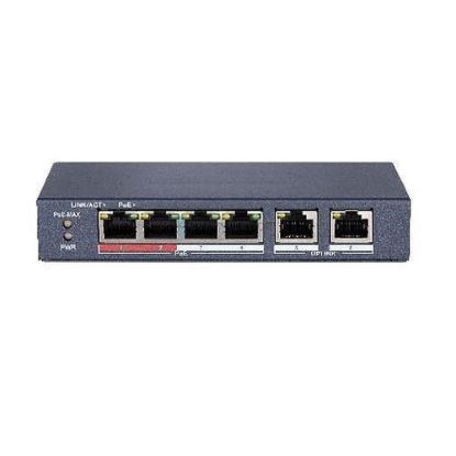 Obrázek HIKVISION DS- 3E0106P- E/ M, 4x 100TX PoE; 2x 100TX uplink, 35 W, Super PoE
