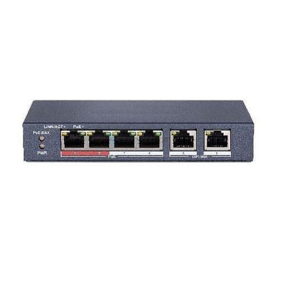 Obrázek HIKVISION DS- 3E0106P- E/ M, 4x 100TX PoE; 2x 100TX uplink, 35 W, Super PoE