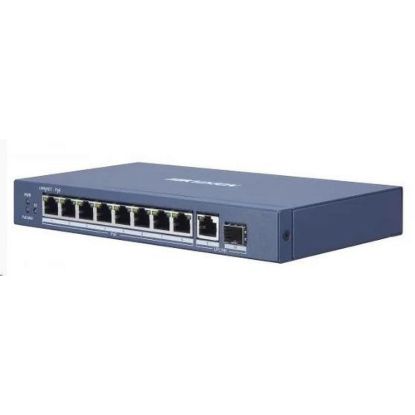 Obrázek HIKVISION DS- 3E0510P- E (8+2), switch 8xGb PoE + 1x Gb uplink RJ- 45 + 1x Gb uplink SFP, 110 W