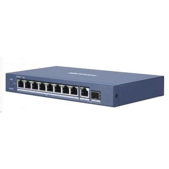 Obrázek HIKVISION DS- 3E0510P- E (8+2), switch 8xGb PoE + 1x Gb uplink RJ- 45 + 1x Gb uplink SFP, 110 W