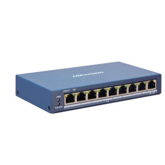 Obrázek HIKVISION DS- 3E1309P- EI, Smart managed switch 8x 100TX PoE + 1x Gb uplink, 110 W, Super PoE