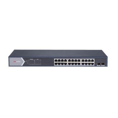 Obrázek HIKVISION DS- 3E1526P- SI, Smart managed switch 24x Gb PoE + 2x Gb SFP Uplink, 370 W, Super PoE - dosah až 300m