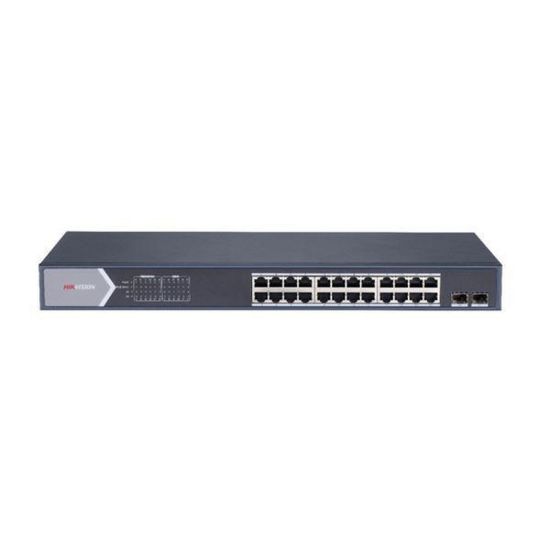 Obrázek HIKVISION DS- 3E1526P- SI, Smart managed switch 24x Gb PoE + 2x Gb SFP Uplink, 370 W, Super PoE - dosah až 300m