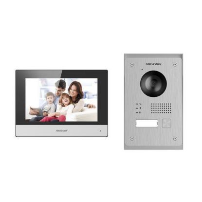 Obrázek HIKVISION DS- KIS703- P(Europe BV), kit videotelefonu, 2- drát, bytový monitor + dveřní stanice + napájecí zdroj