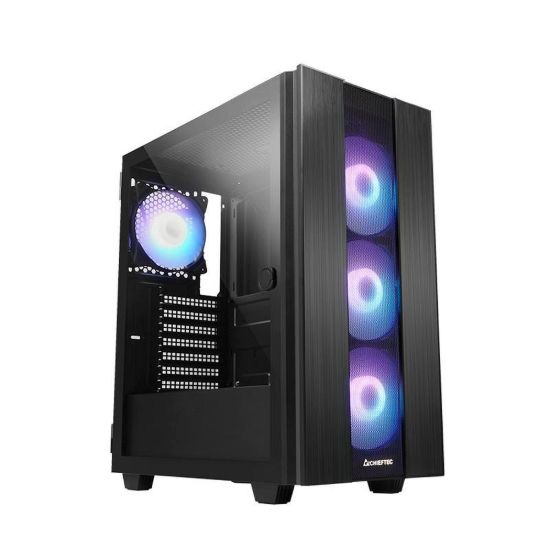 Obrázek CHIEFTEC skříň HUNTER 2, ATX, 1x USB- C, 1x USB 3.1, 4x 120mm ARGB Fan, ARGB Hub, černá