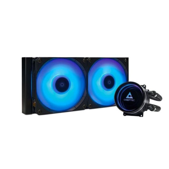 Obrázek CHIEFTEC vodní chlazení CPU Iceberg 240, 2 x 120mm ARGB, ARGB vodní blok, LGA1851, AM5, černá