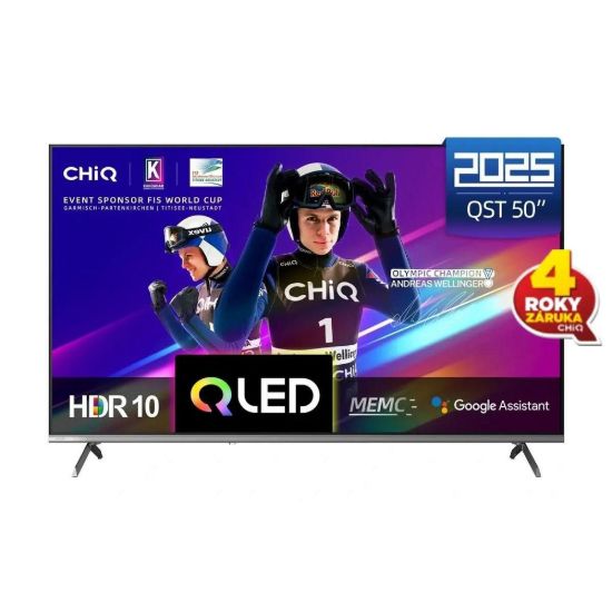 Obrázek CHiQ U50QST TV 50", UHD, QLED, ultratenká, Google TV, DLG 120 Hz, Dolby Audio, Frameless, metalická