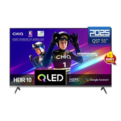 Obrázek CHiQ U55QST TV 55", UHD, QLED, ultratenká, Google TV, DLG 120 Hz, Dolby Audio, Frameless, metalická