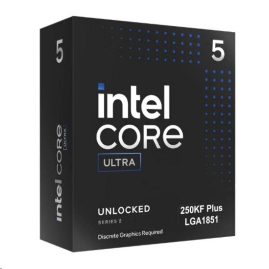 Obrázek CPU INTEL Core Ultra 5 250KF Plus, až 5.3GHz, 30MB L2, LGA1851, Box (bez chladiče)